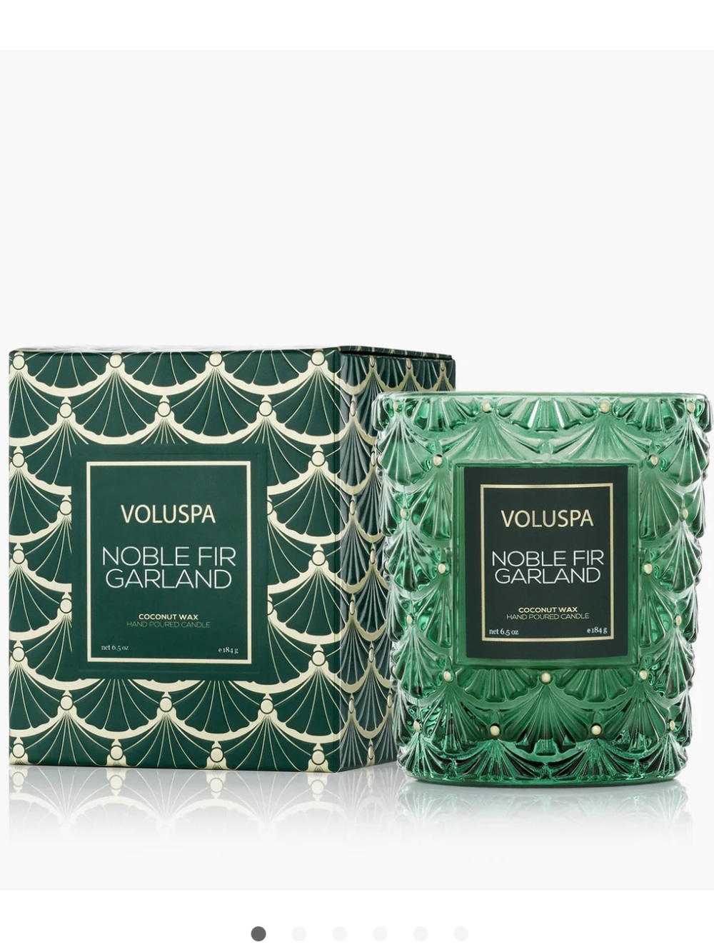 ❗️Voluspa Noble Fir Garland Green Textured Glass Candle with Decorative Box NWT